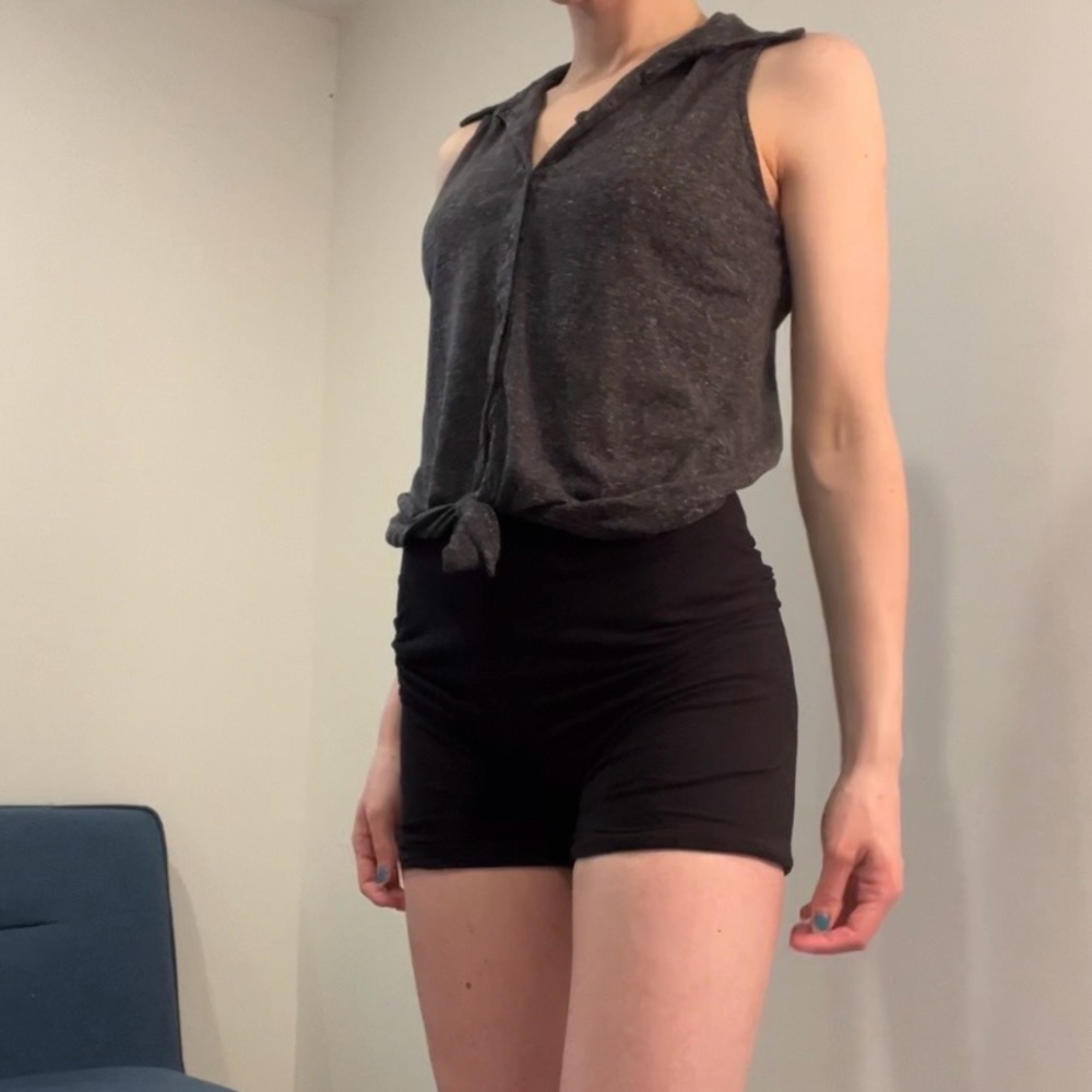 Aéropostale Heather Grey Hooded Tie-Front Tank - Small